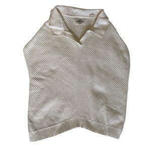 Weatherproof Vintage 100% Cotton White Collared Pullover Knit Vest XXL Preppy